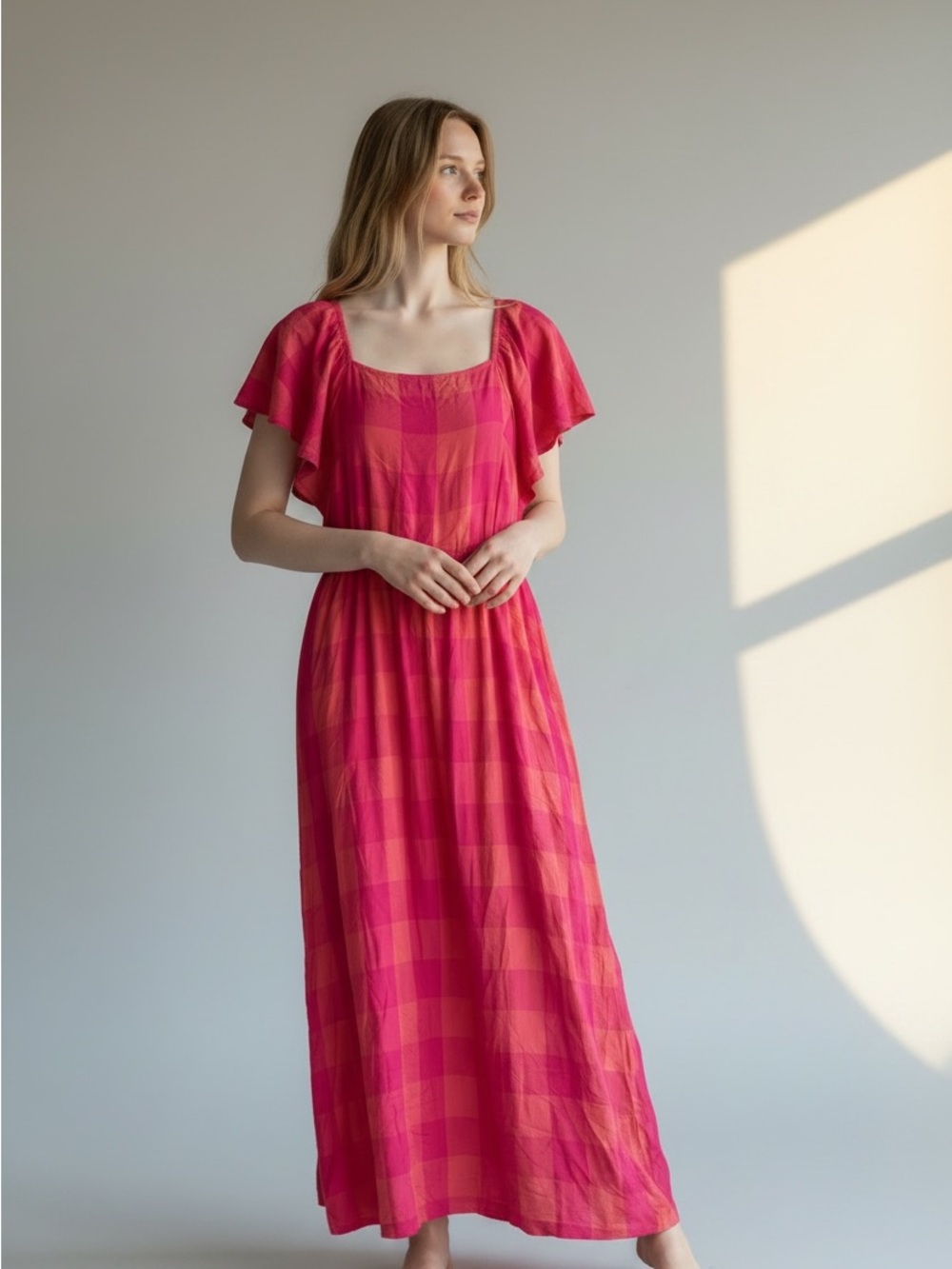Lane Bryant Pink & Coral Maxi Dress with Back Tie